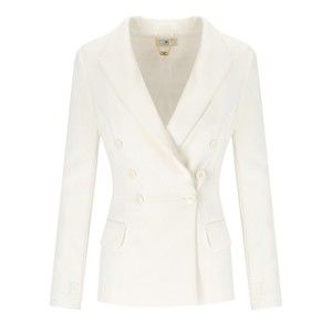 Elisabetta Franchi Ivory Crepe Double-Breasted Jacket - NWT